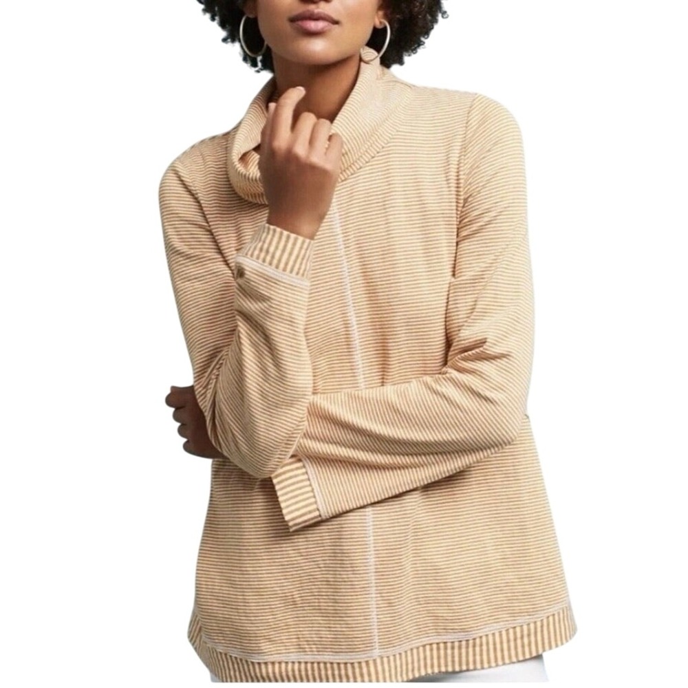 ANTHROPOLOGIE MAEVE Tai Striped Bell Sleeve Oversized Cowl Jersey Tunic Top XS - Picture 4 of 9